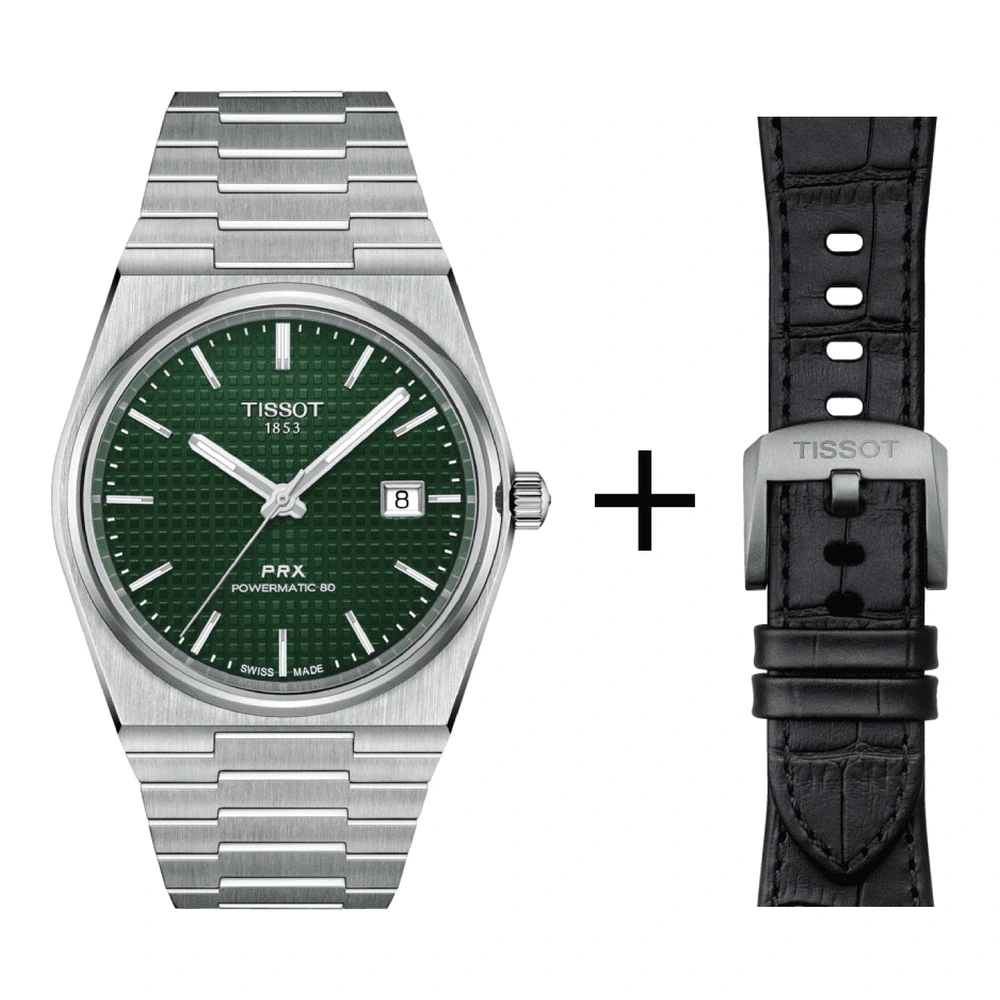 Tissot men's watch PRX Powermatic 80, T137.407.11.091.00 set with black leather strap