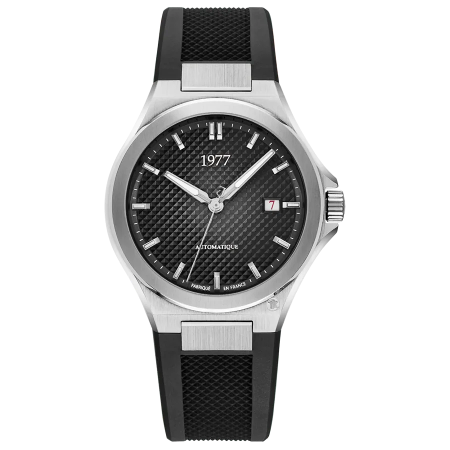 1977 ARSENE Automatik, 41 mm, Zifferblatt Schwarz, Kautschukband FKM Schwarz, Men's Watch 1977P02133