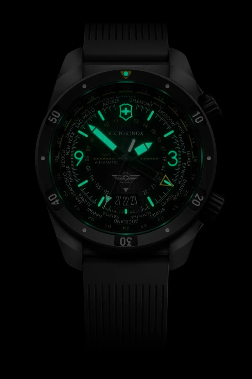 Victorinox Air Pro Automatic, black, rubber strap, 43mm men's watch 242005