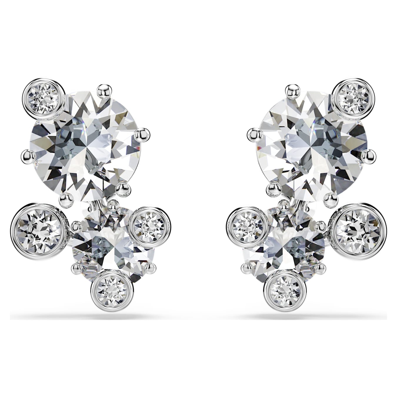 Swarovski Constella Ohrstecker, Rundschliff, Weiß, Rhodiniert