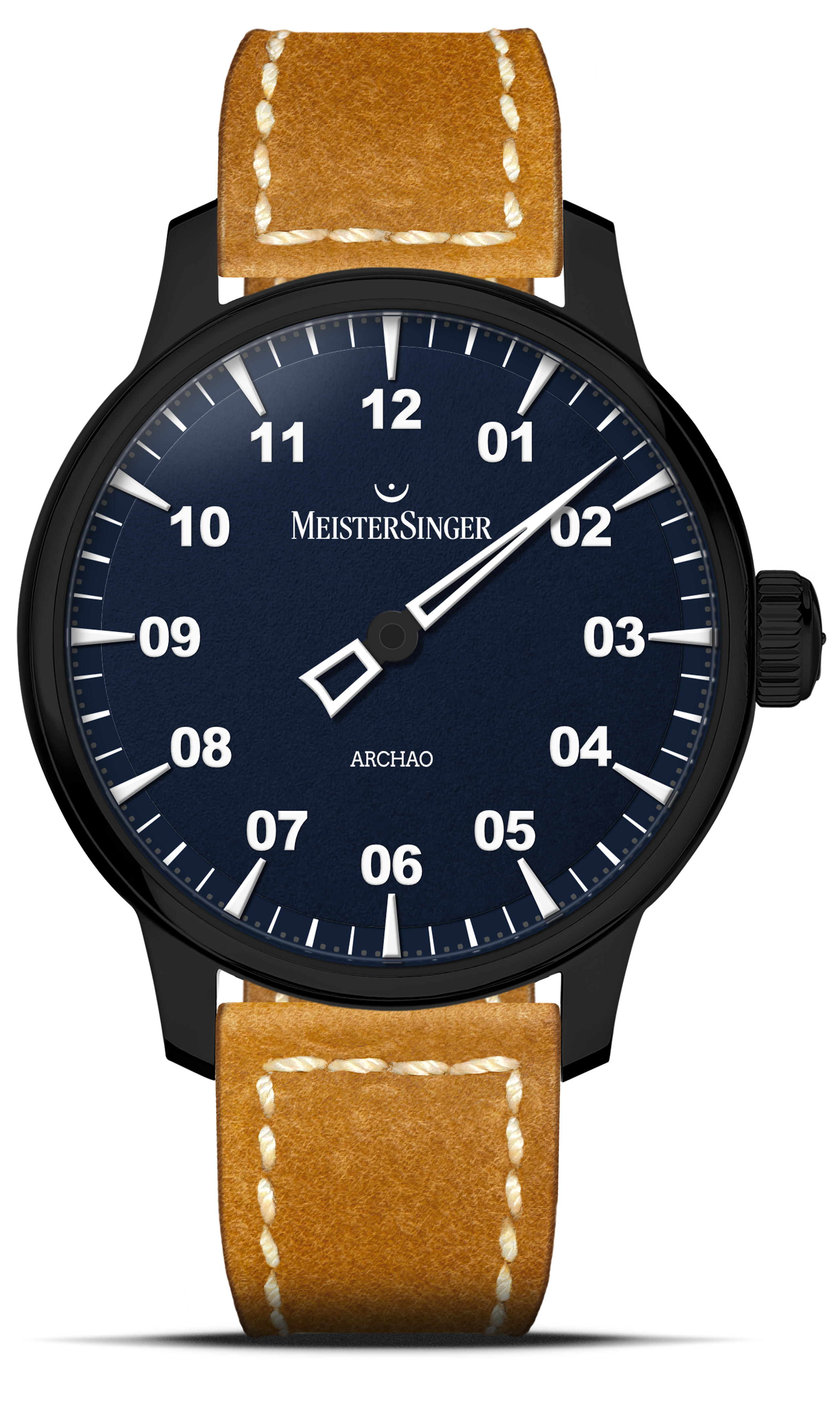 Meister Singer Archao DLC, Blue, Automatic movement, 43 mm, Leather strap Men's watch AR908BL