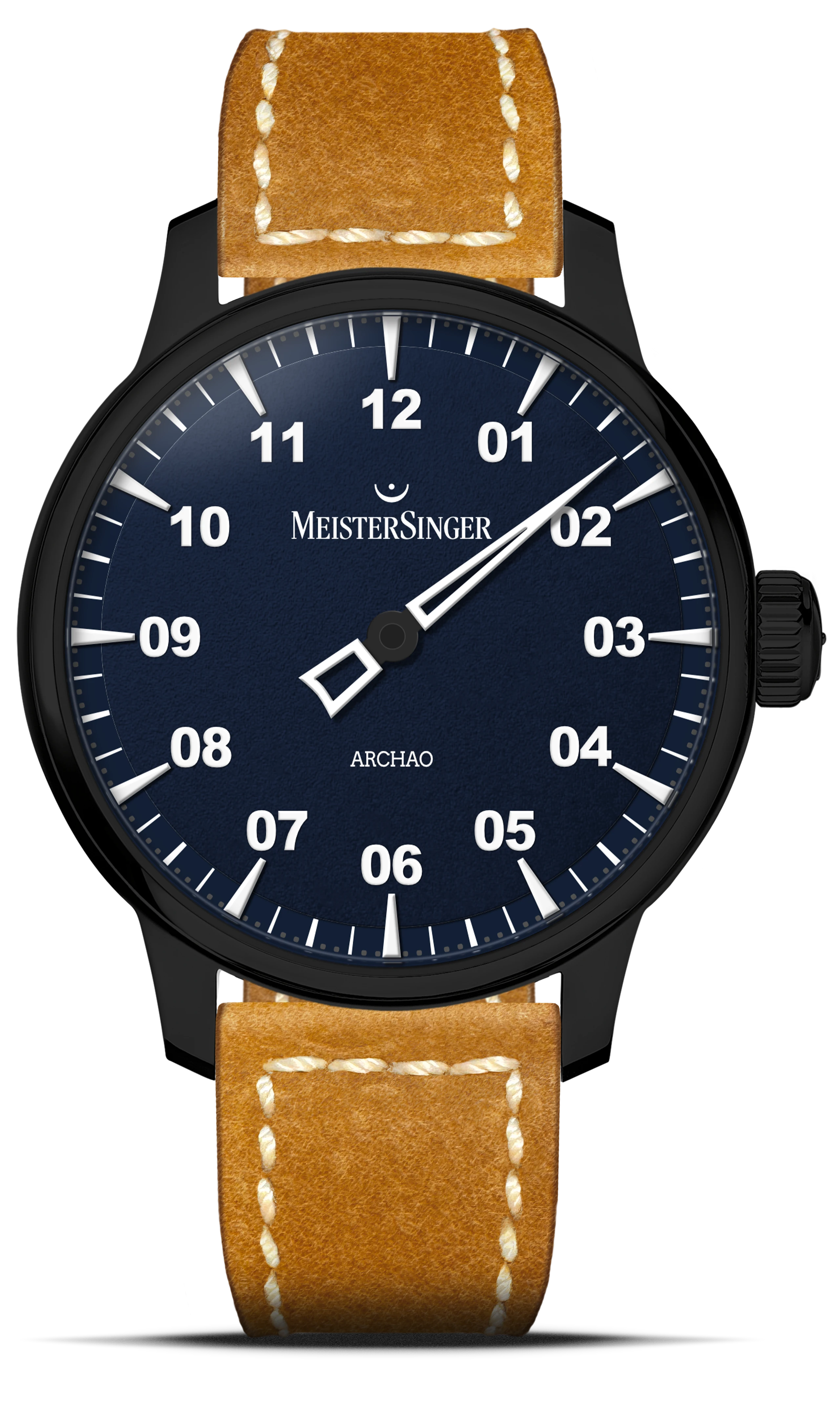 Meister Singer Archao DLC, Blue, Automatic movement, 43 mm, Leather strap Men's watch AR908BL