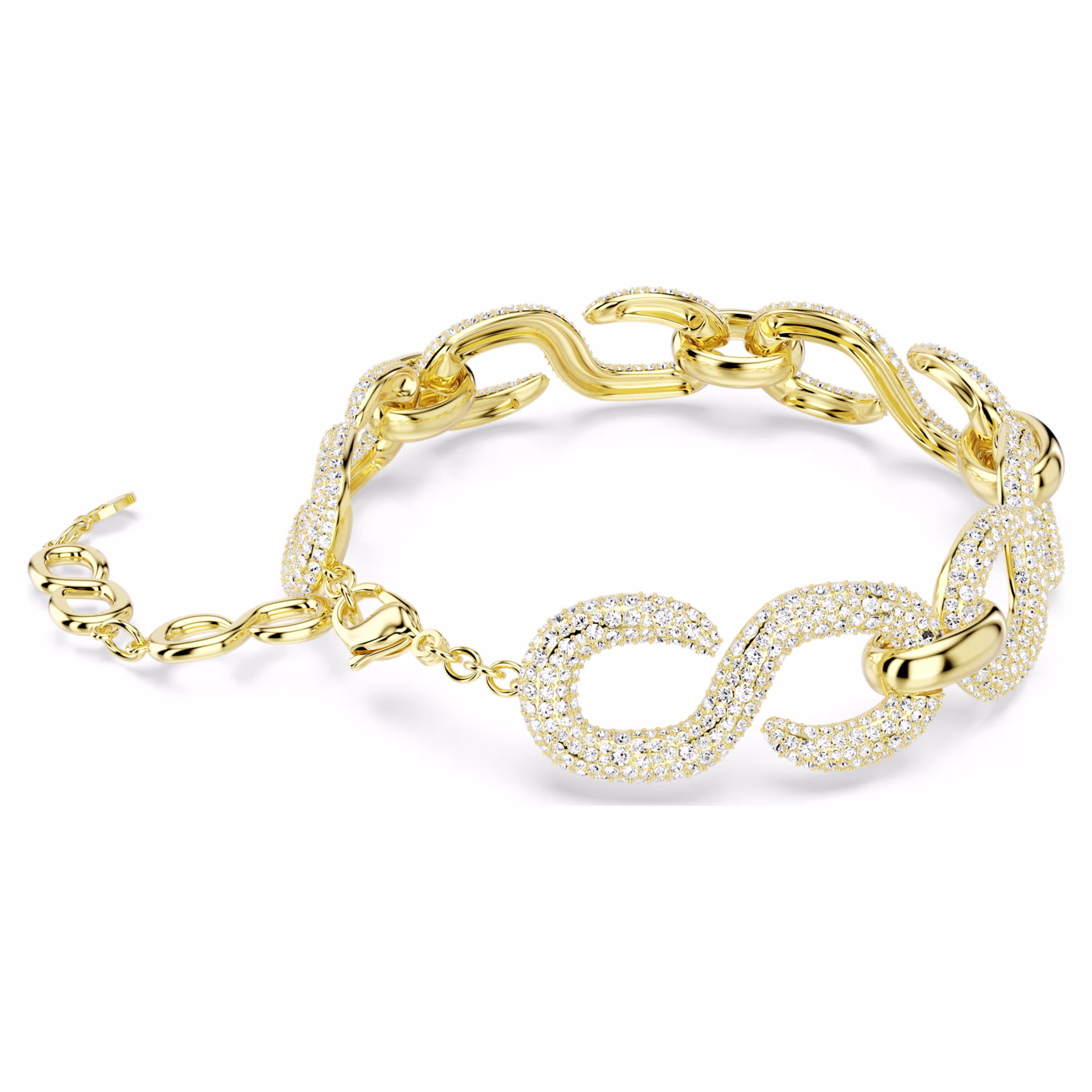 Swarovski Dextera necklace, round cut, white, 18k gold plated