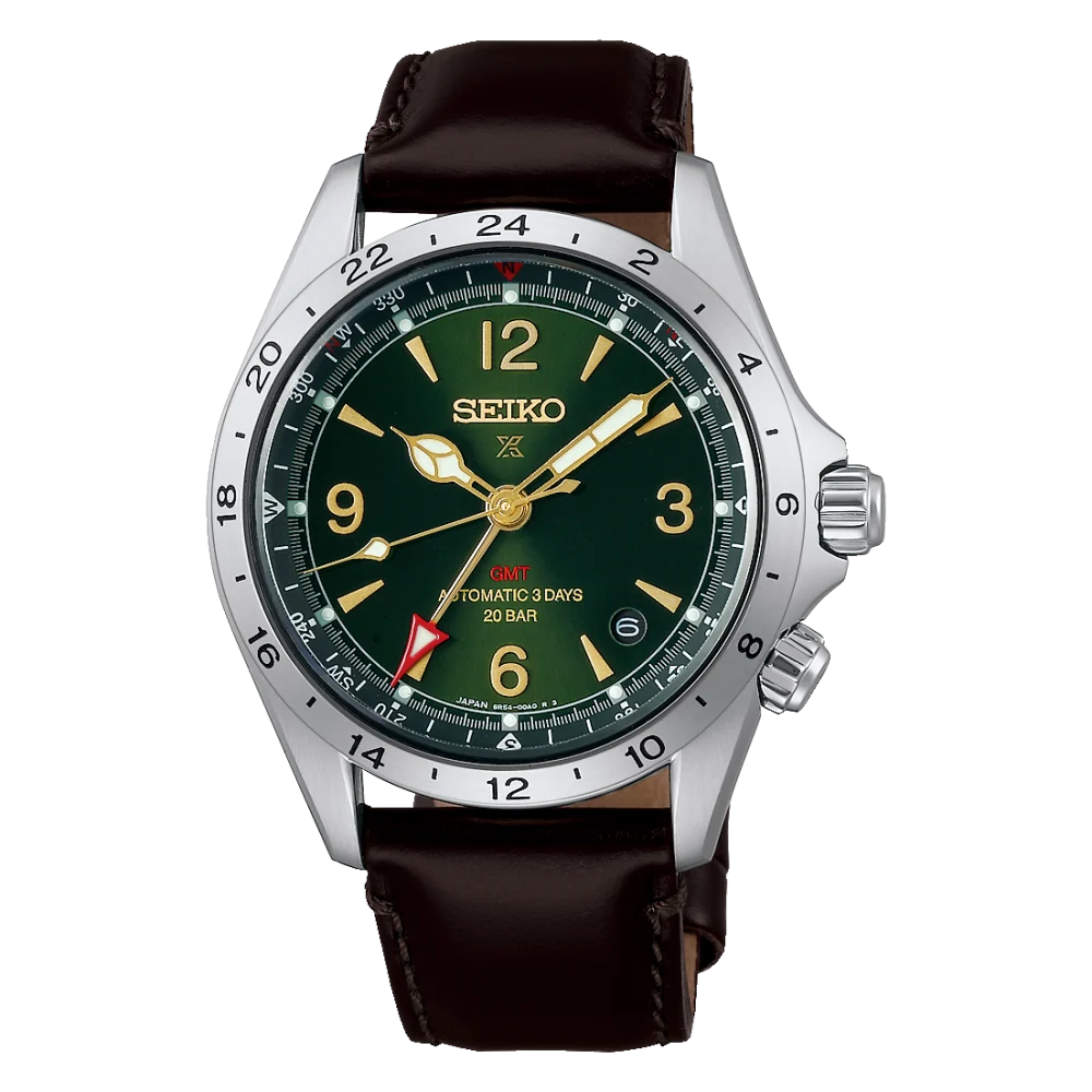 Seiko PROSPEX Automatic GMT 39.5mm Leather Strap, 72 Hour Power Reserve Men's Watch HBC007J1