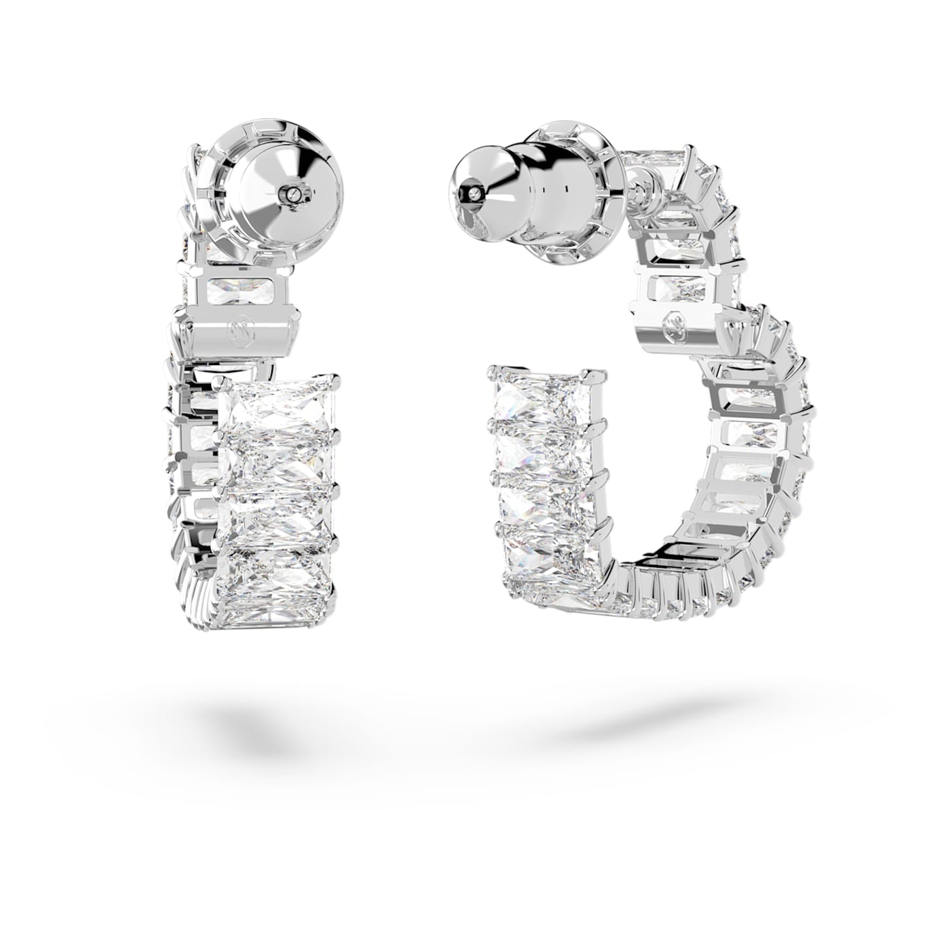 Swarovski Creolen Matrix Baguette-Schliff, Herz, Klein, Weiß, Rhodiniert