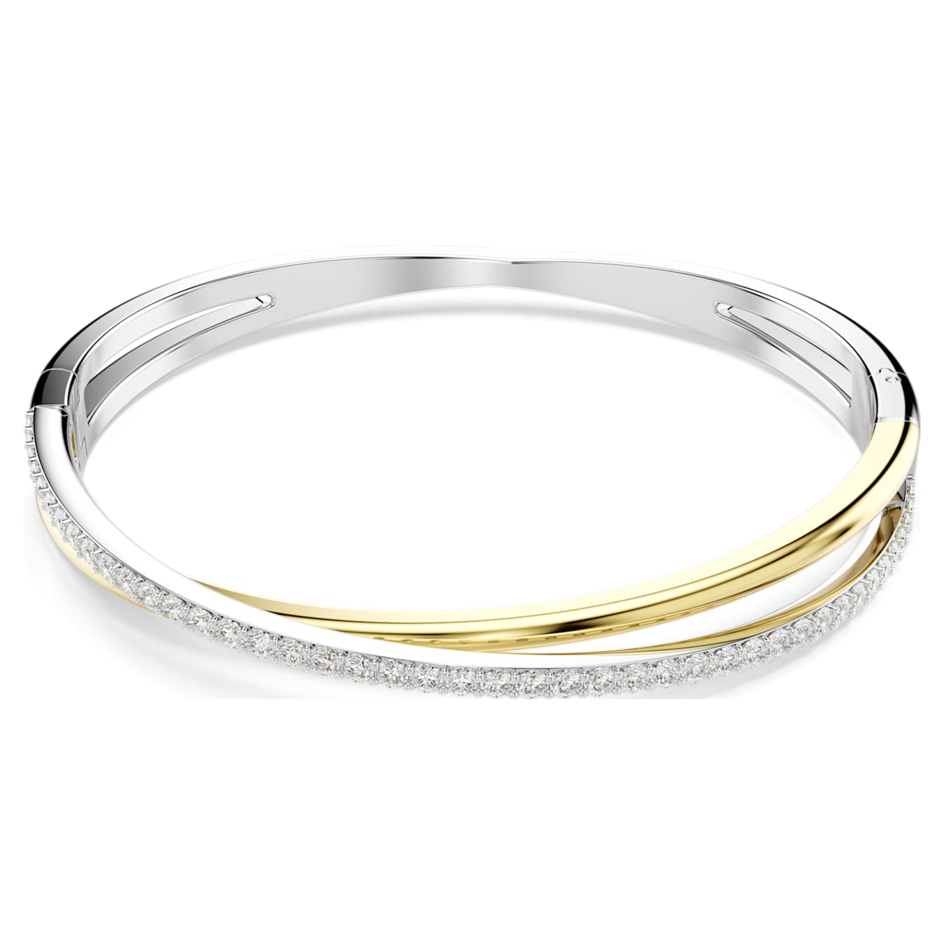 Swarovski Hyperbola bangle, size M, round cut, metal mix, silver/gold