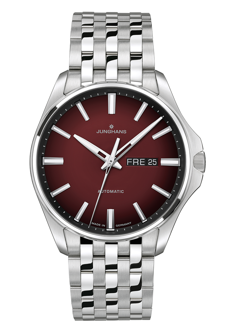 Junghans Meister S Automatic, 44mm, dark red dial with effect lacquer, men's watch 27/4616.44
