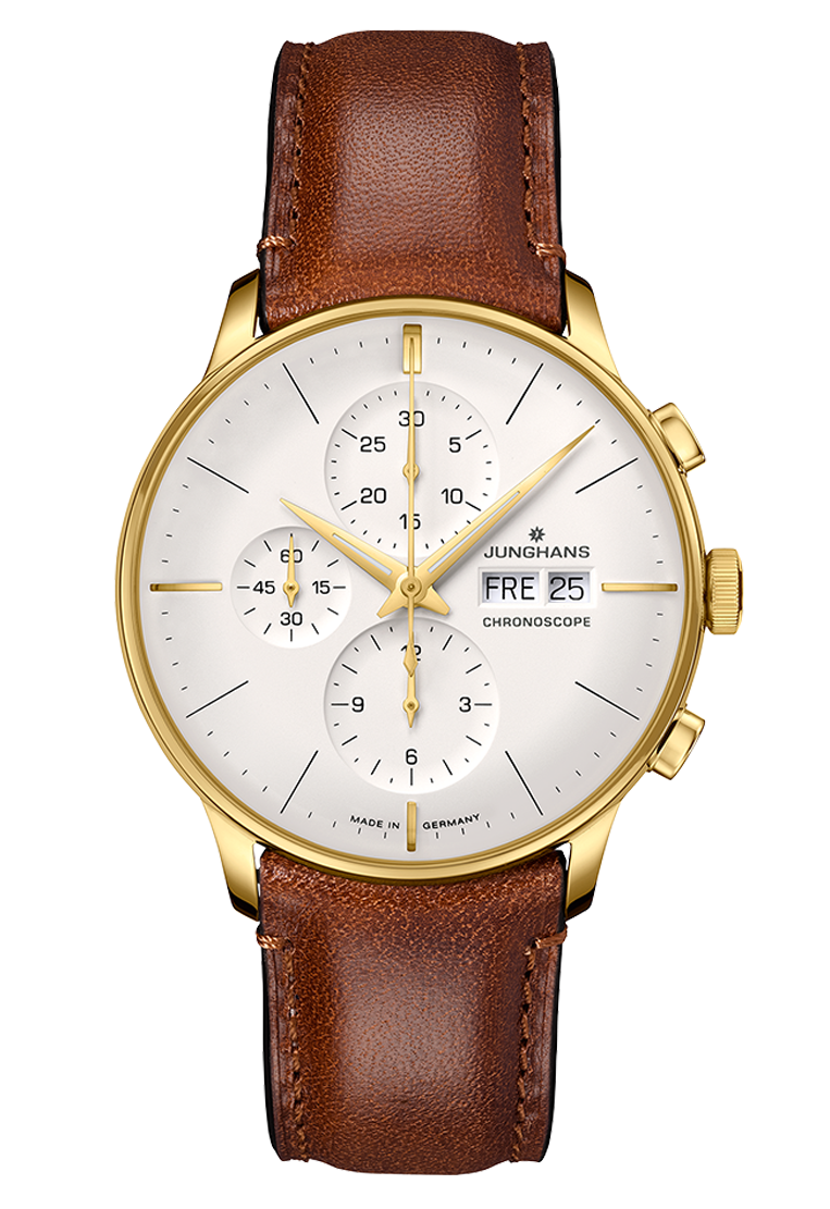 Junghans Meister Chronoscope, automatic movement, brown leather strap, men's watch 27/7620.02
