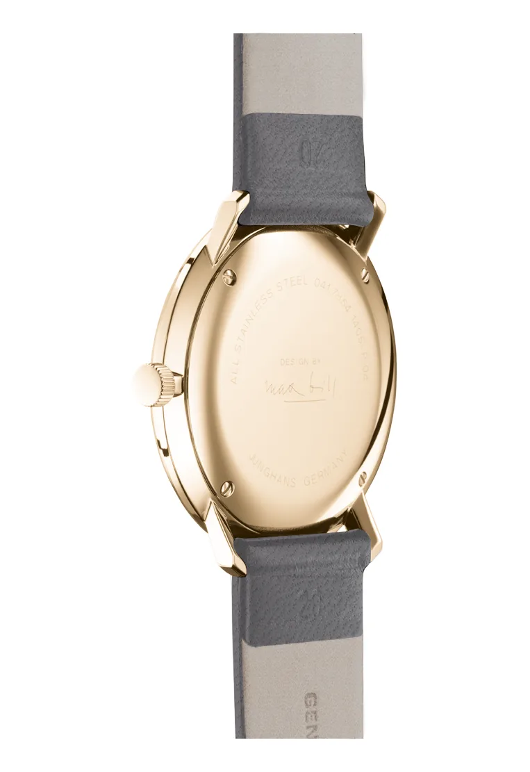 Junghans max bill Quartz Sand Gold Leather Strap Mens Watch 41/7857.02