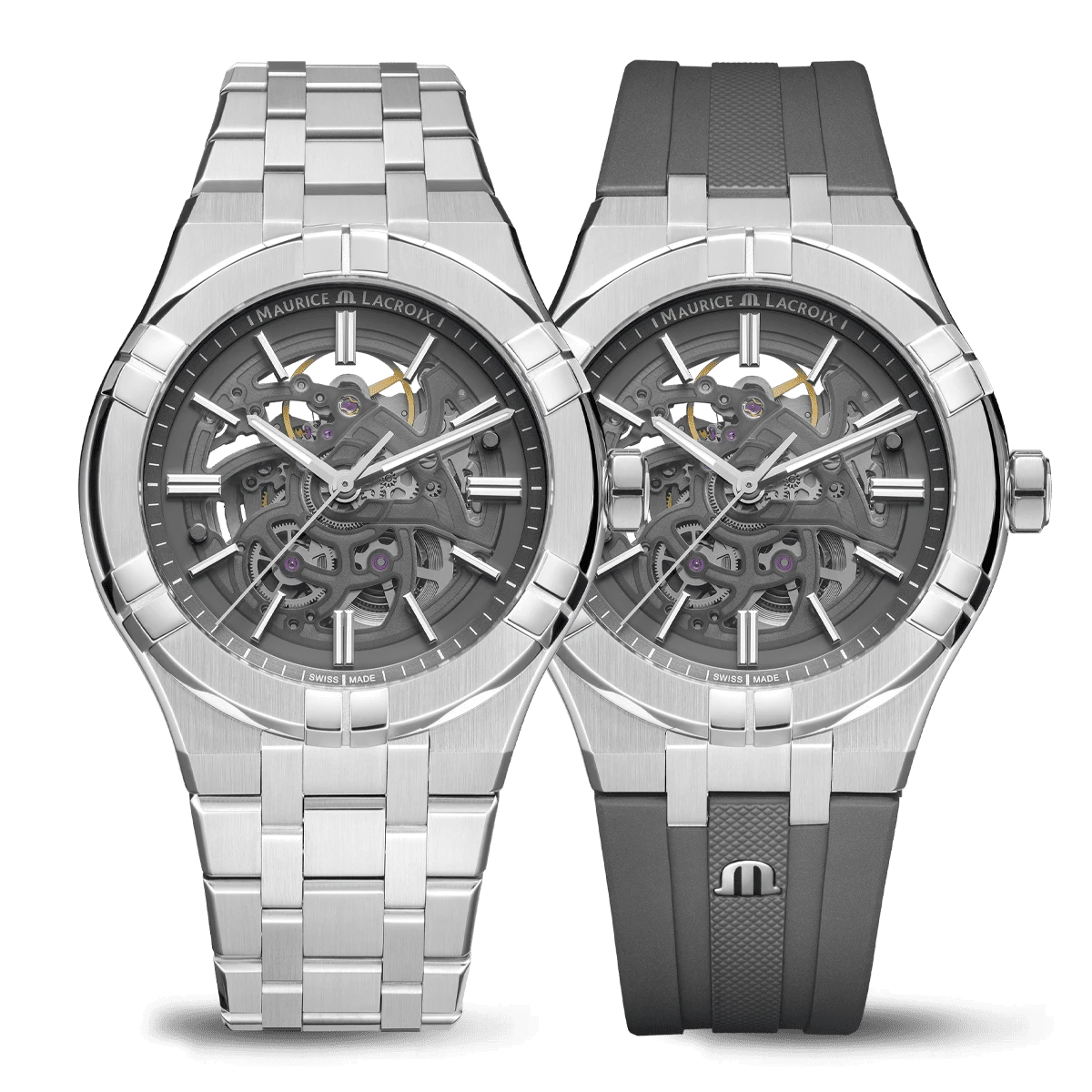 Maurice Lacroix Aikon Automatic Skeleton, automatic movement, grey, including spare strap, men's watch AI6008-SS00F-030-A