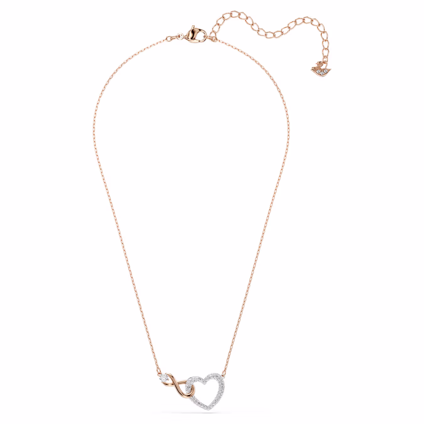 Swarovski Hyperbola necklace, infinity symbol and heart, white, mixed metal
