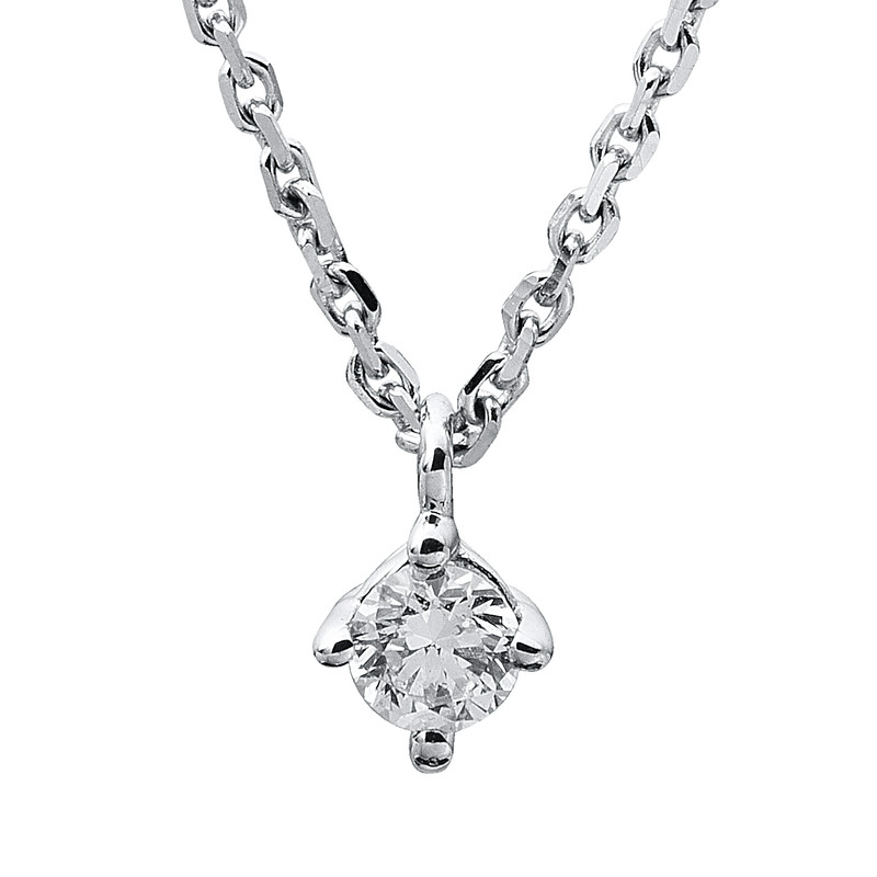 Solitaire necklace 585 white gold 14kt 0.1ct