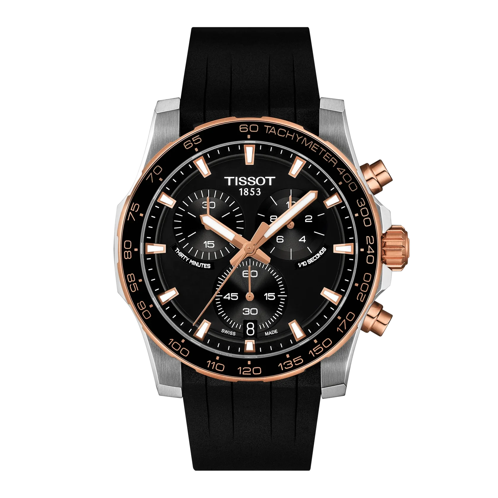 Tissot Supersport Chrono 42mm, quartz movement, nitrile rubber strap, black men's watch T125.417.27.051.00