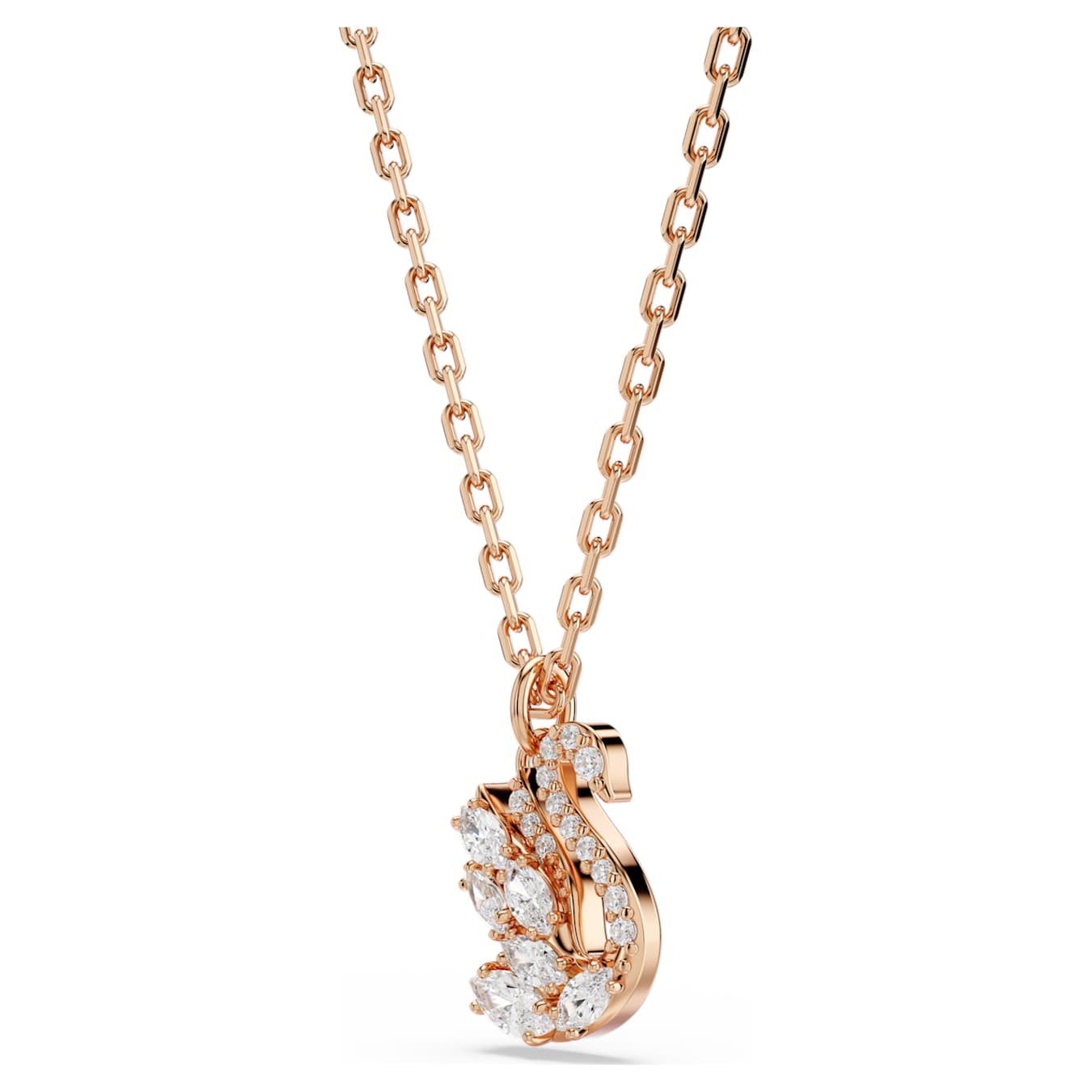 Swarovski Swan Pendant, Various Cuts, Swan, White, Rose Gold Alloy Layer