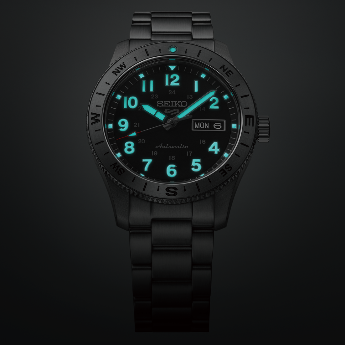 Seiko 5 Sports Field series 41mm, stainless steel, automatic, black men's watch HDB006K1