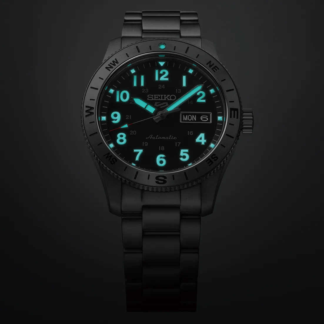 Seiko 5 Sports Field series 41mm, stainless steel, automatic, black men's watch HDB006K1