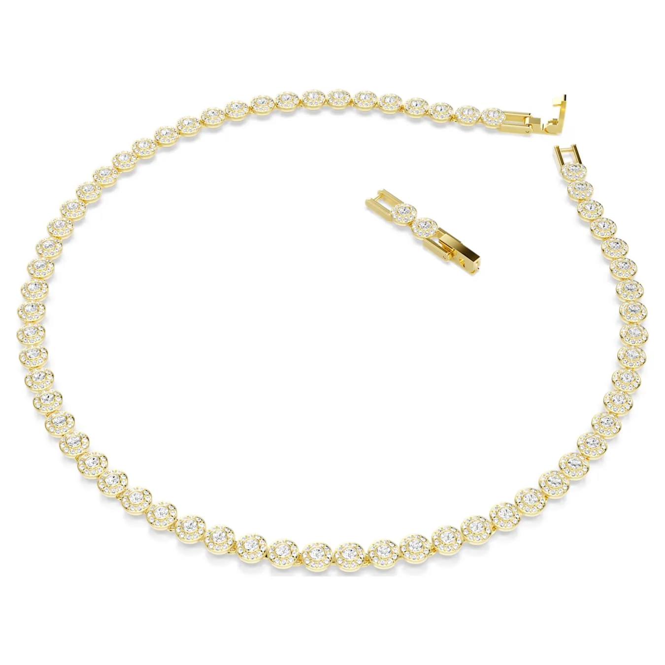Swarovski Una Angelic necklace, round cut, small, white, gold alloy layer