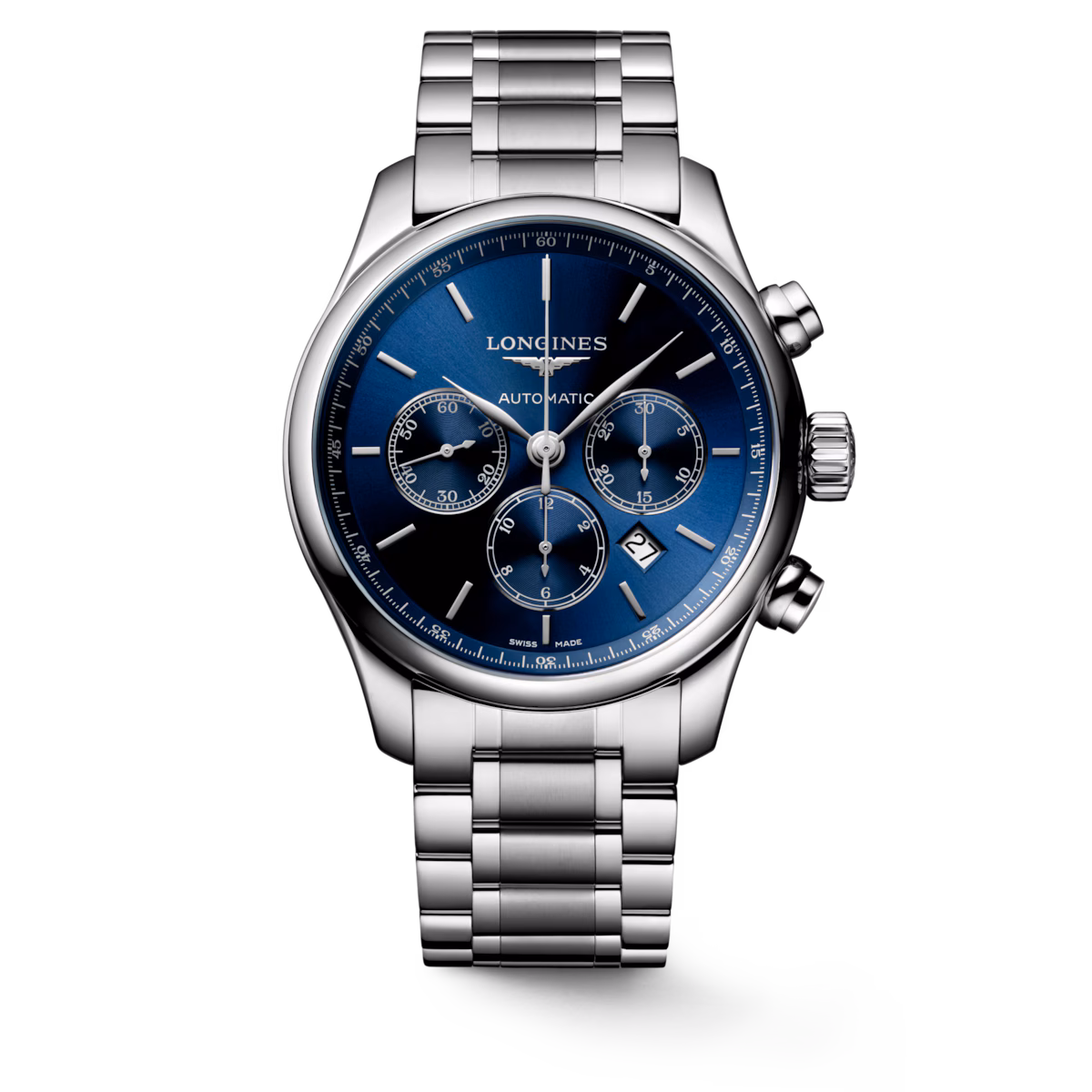 Longines Master Collection Chronograph Blue Stainless Steel Bracelet Men's Watch L2.859.4.92.6