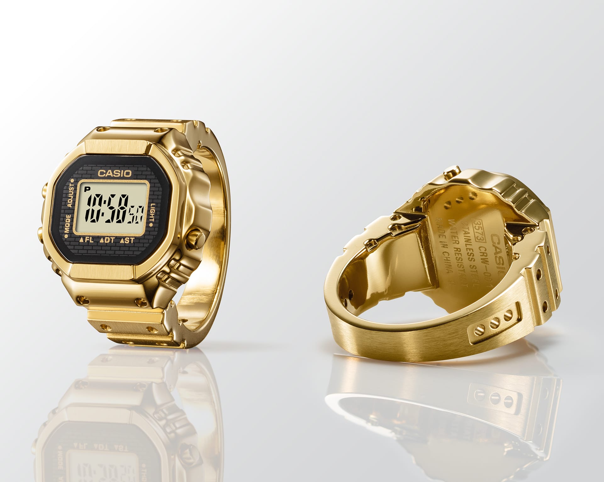 Casio Ringwatch digital wristwatch for the finger, gold, adjustable size unisex watch CRW-001G-9ER