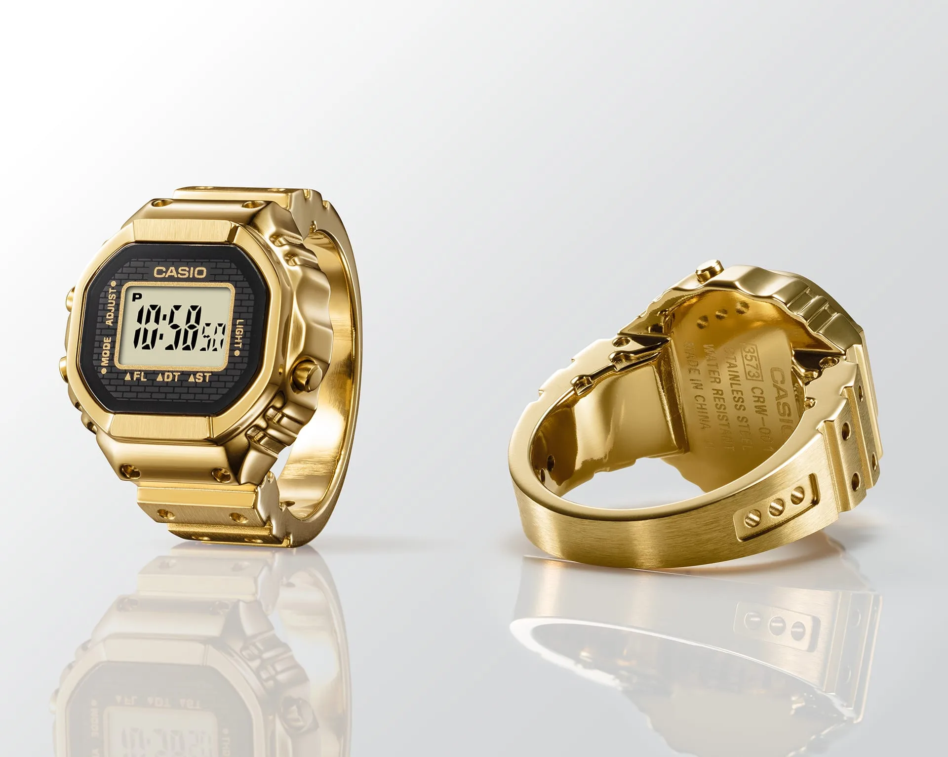 Casio Ringwatch digital wristwatch for the finger, gold, adjustable size unisex watch CRW-001G-9ER