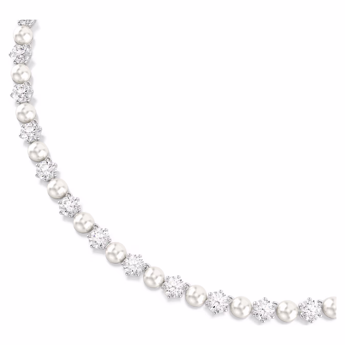 Swarovski Matrix Tennis Halskette Kristallperle, Rundschliff, Weiß, Rhodiniert