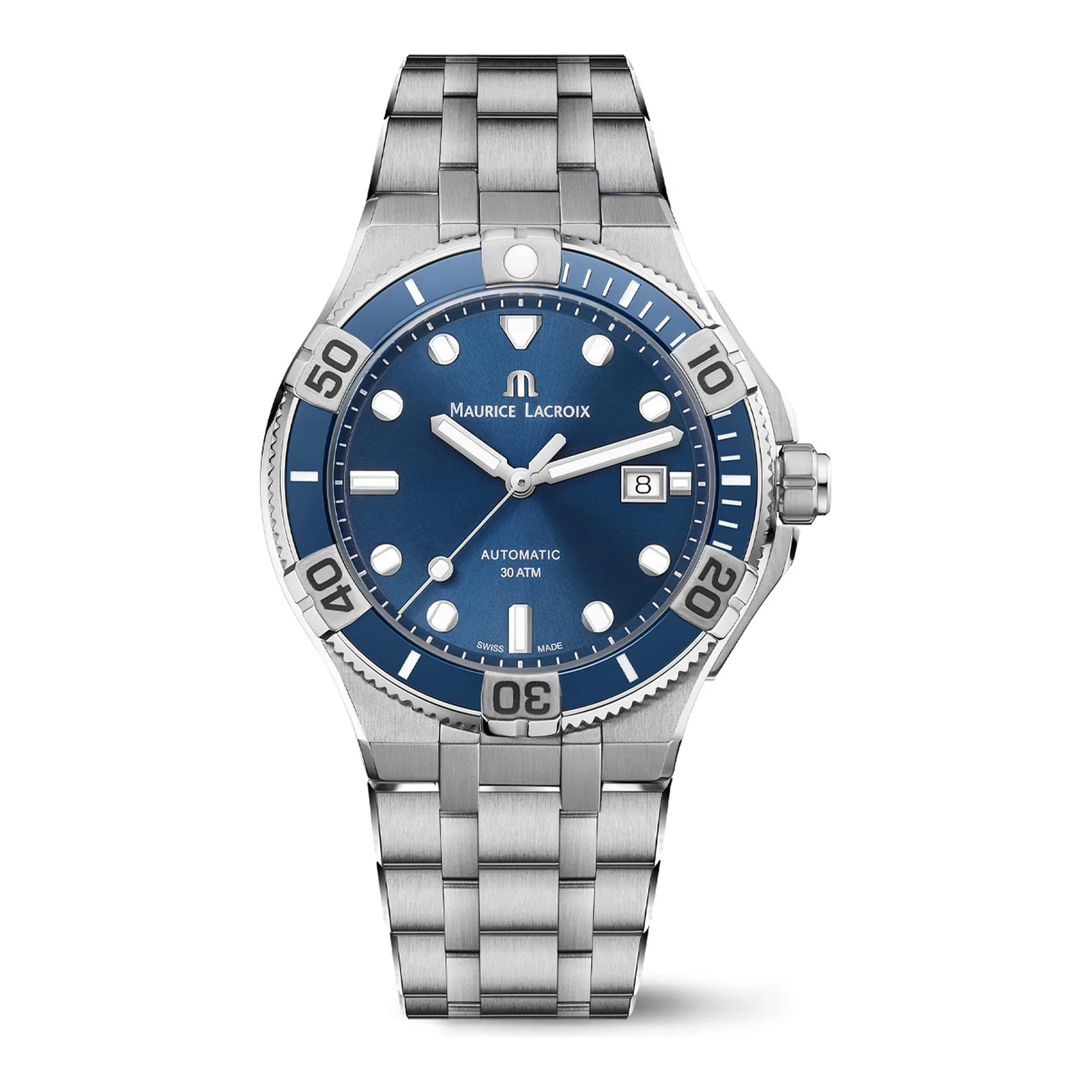 Maurice Lacroix Aikon Venturer Automatic 43 mm Blue, Men's Dive Watch with Stainless Steel Bracelet AI6058-SS002-430-1