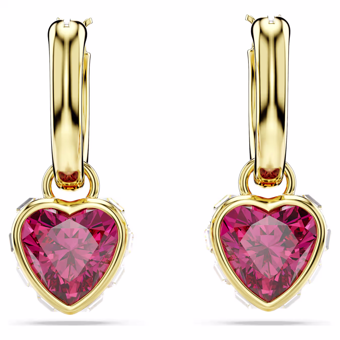 Swarovski Chroma Drop-Ohrhänger Herz, Rot, 18k vergoldet