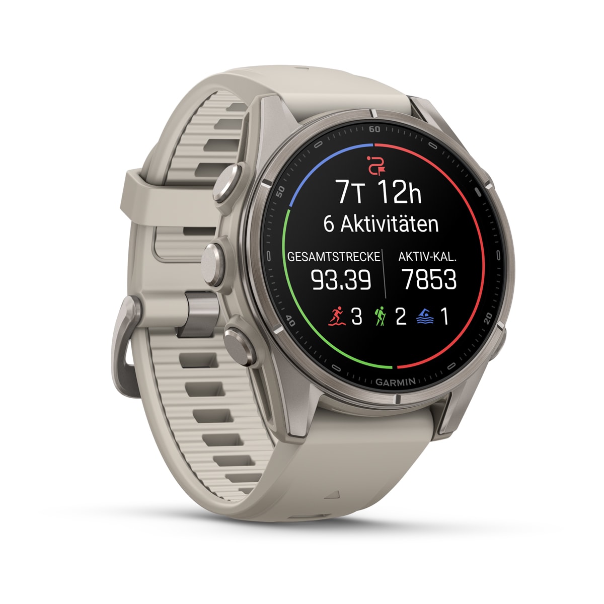 Garmin fēnix® 9 - 43 mm AMOLED Sapphire Fog Gray/Titanium with Fog Gray Silicone Band 010-04761-01