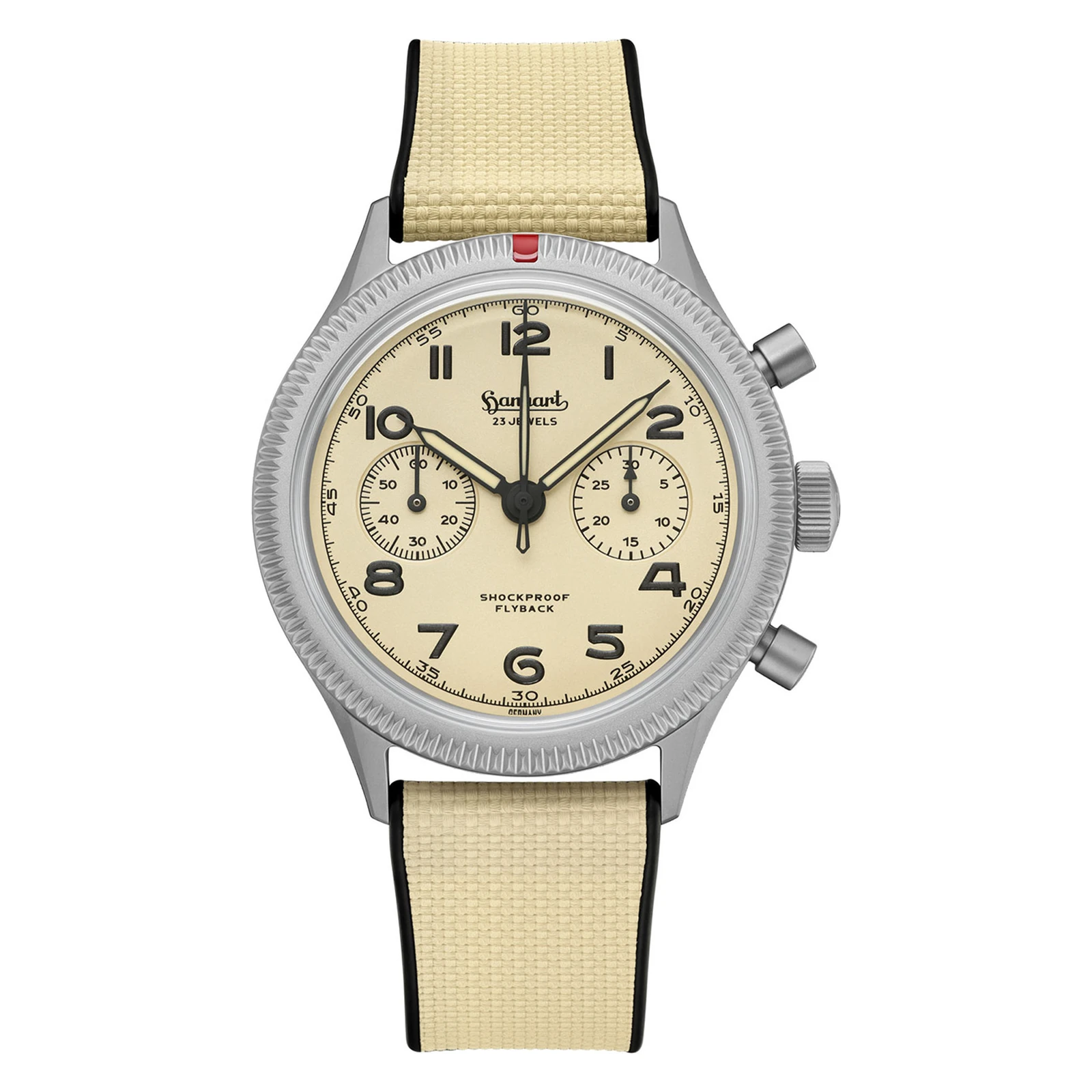 Hanhart 417 TI Desert Pilot 42 mm Rubber Strap Sand Men's Watch H721L.250-1715