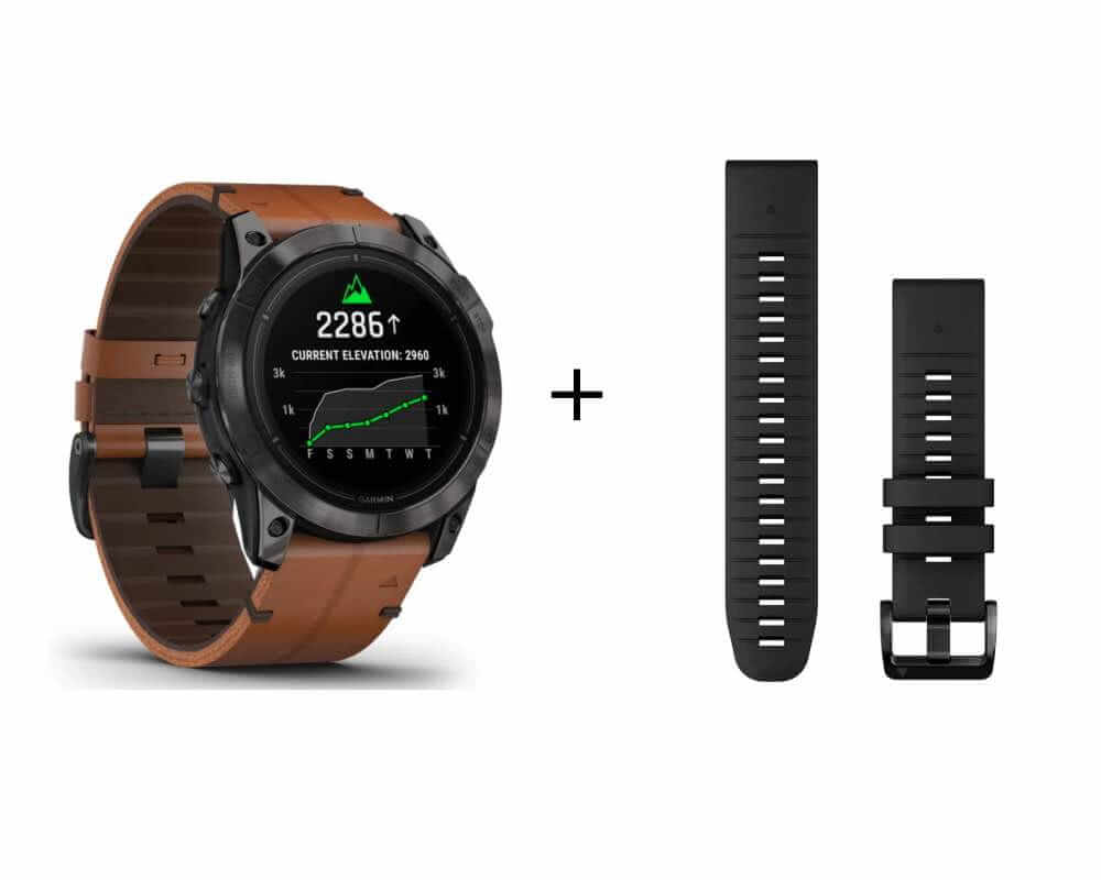 Garmin Epix™ Pro Gen 2 Sapphire 51mm Black/Carbon Gray Titanium Leather & Silicone Band 010-02804-30