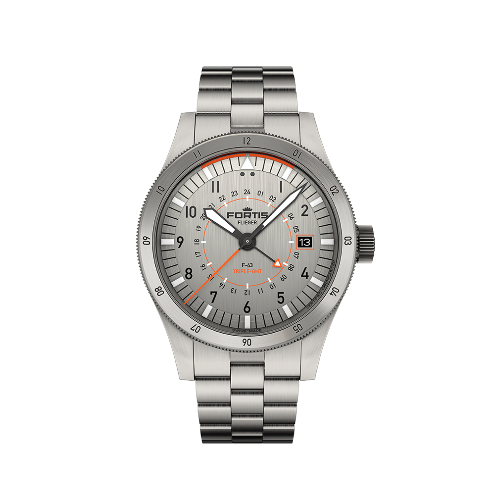 Fortis FLIEGER F-43 Triple-GMT Titanium Men's Watch F4260002