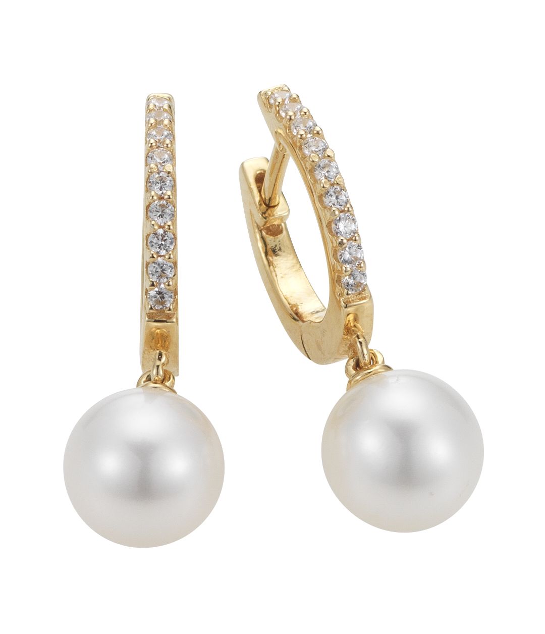 Adriana hoop earrings silver gold-plated with freshwater pearls and zirconia G9-90