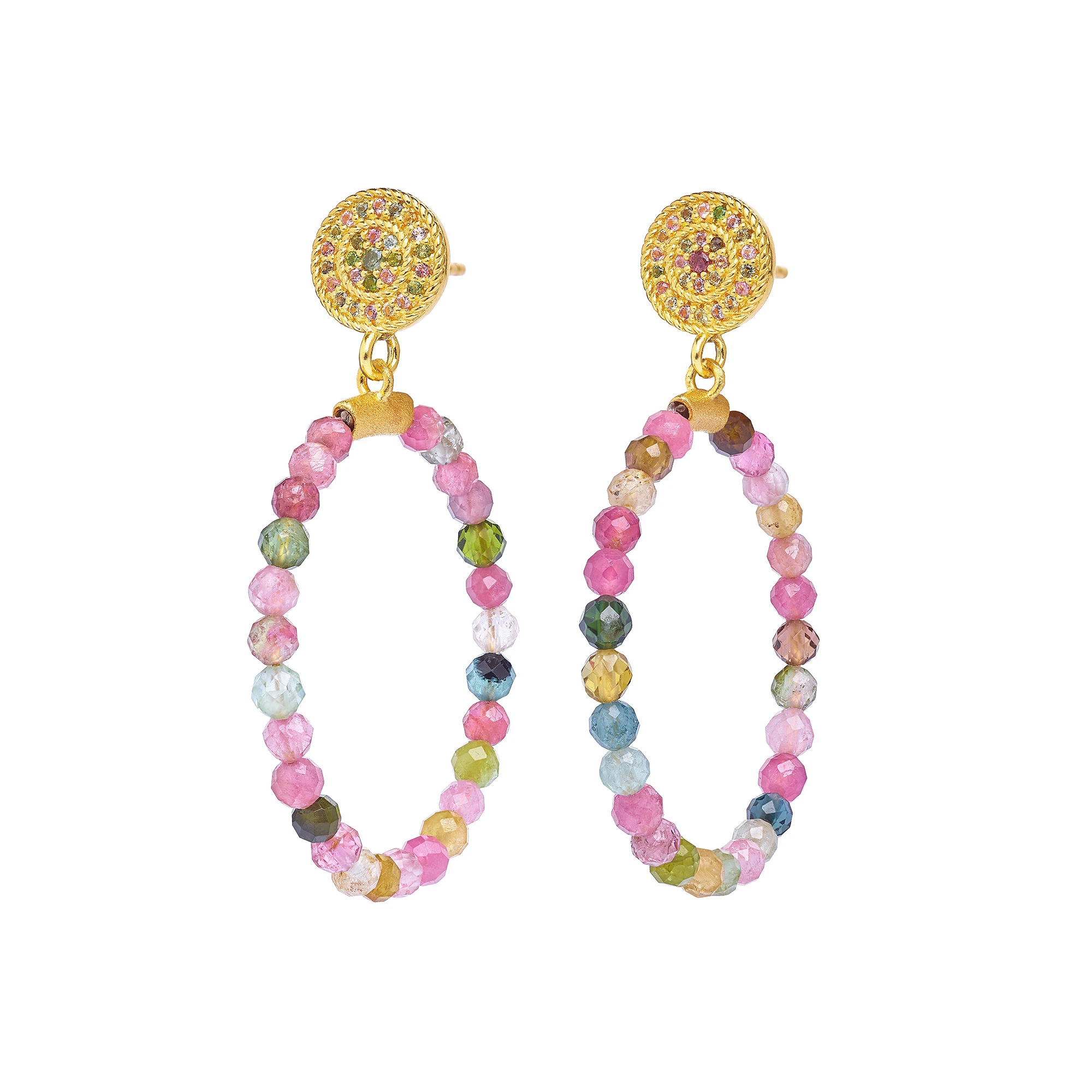 Bernd Wolf Rondelas earrings design line Cleopatra, tourmaline, 24-carat gold-plated 1530013926