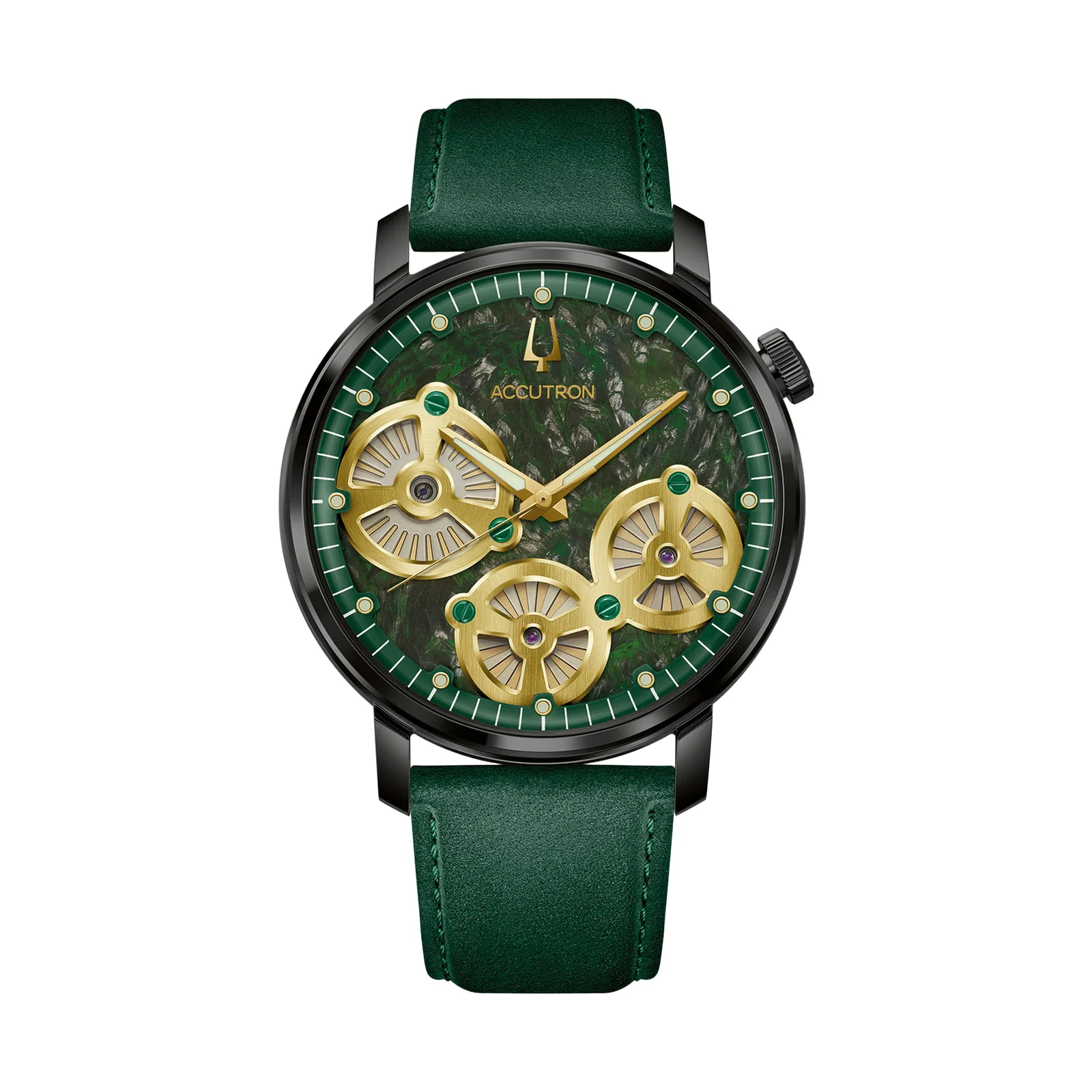 Bulova Accutron Spaceview Evolution Forged Carbon Green Mens Watch 28A210