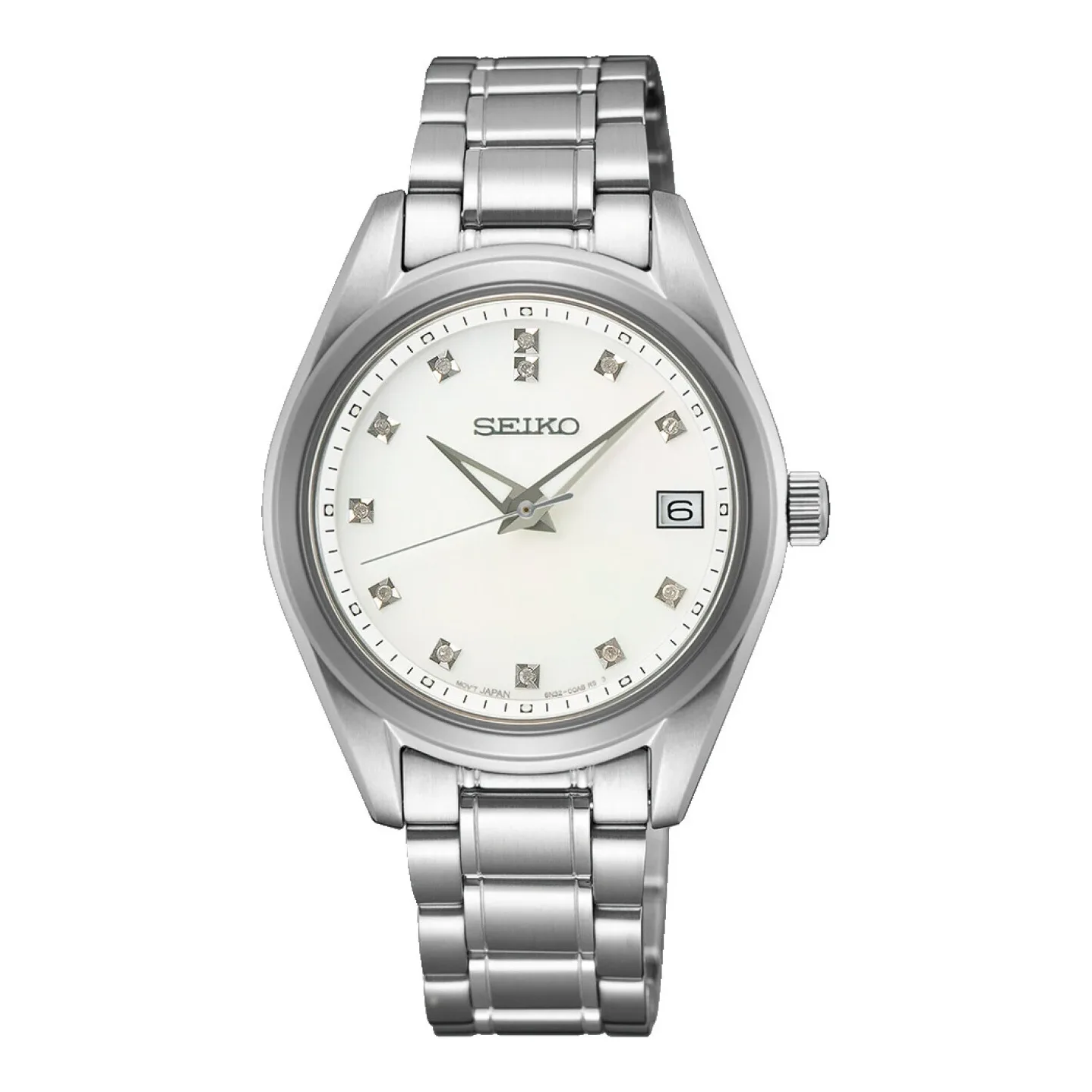 Seiko Classic Diamond Quartz 32 mm Stainless Steel Mother of Pearl Ladies Watch SUR579P1