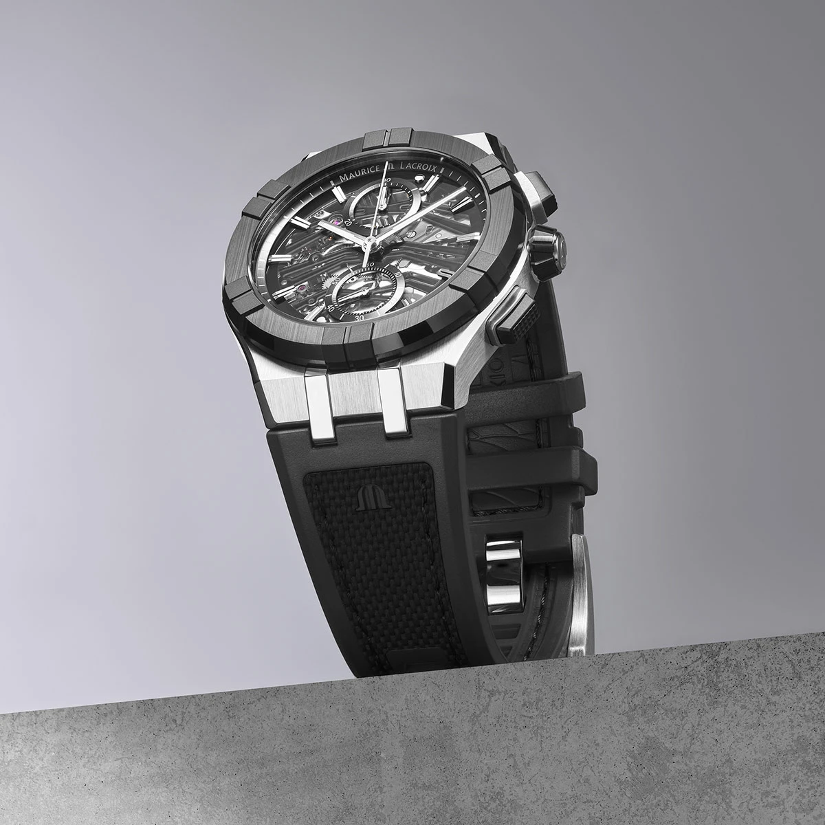 Maurice Lacroix AIKONIC AUTOMATIC CHRONOGRAPH SKELETON men's watch AC8018-SSL20-030-2