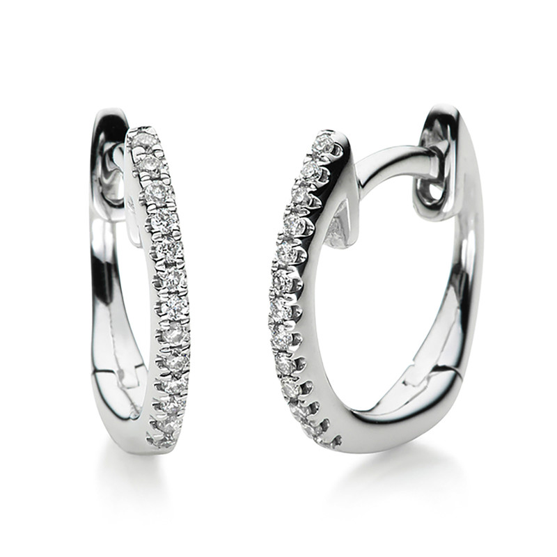 Multiple stone setting hoop earrings 585 white gold 14kt 0.06ct