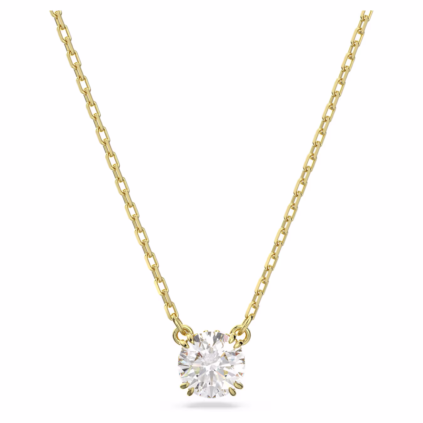 Swarovski Stilla pendant, round cut, white, 18k gold plated