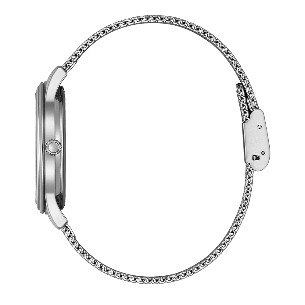 Citizen Eco-Drive Analog Quartz Stainless Steel White, 34mm, Milanese Strap Women's Watch EM1220-82A