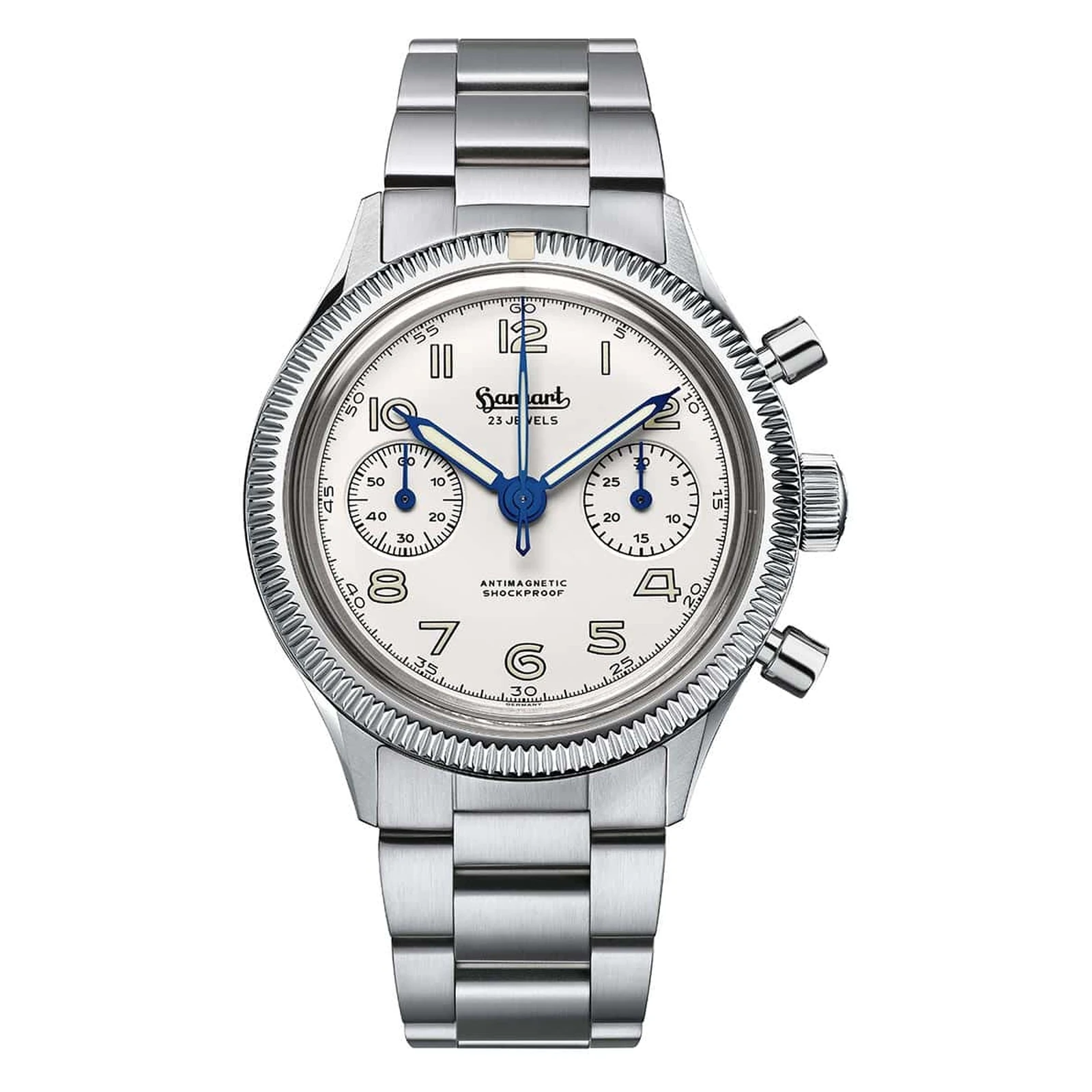 Hanhart 417 ES Moby Dick 39 mm Steel Bracelet Silver Men's Watch H701.202-6428