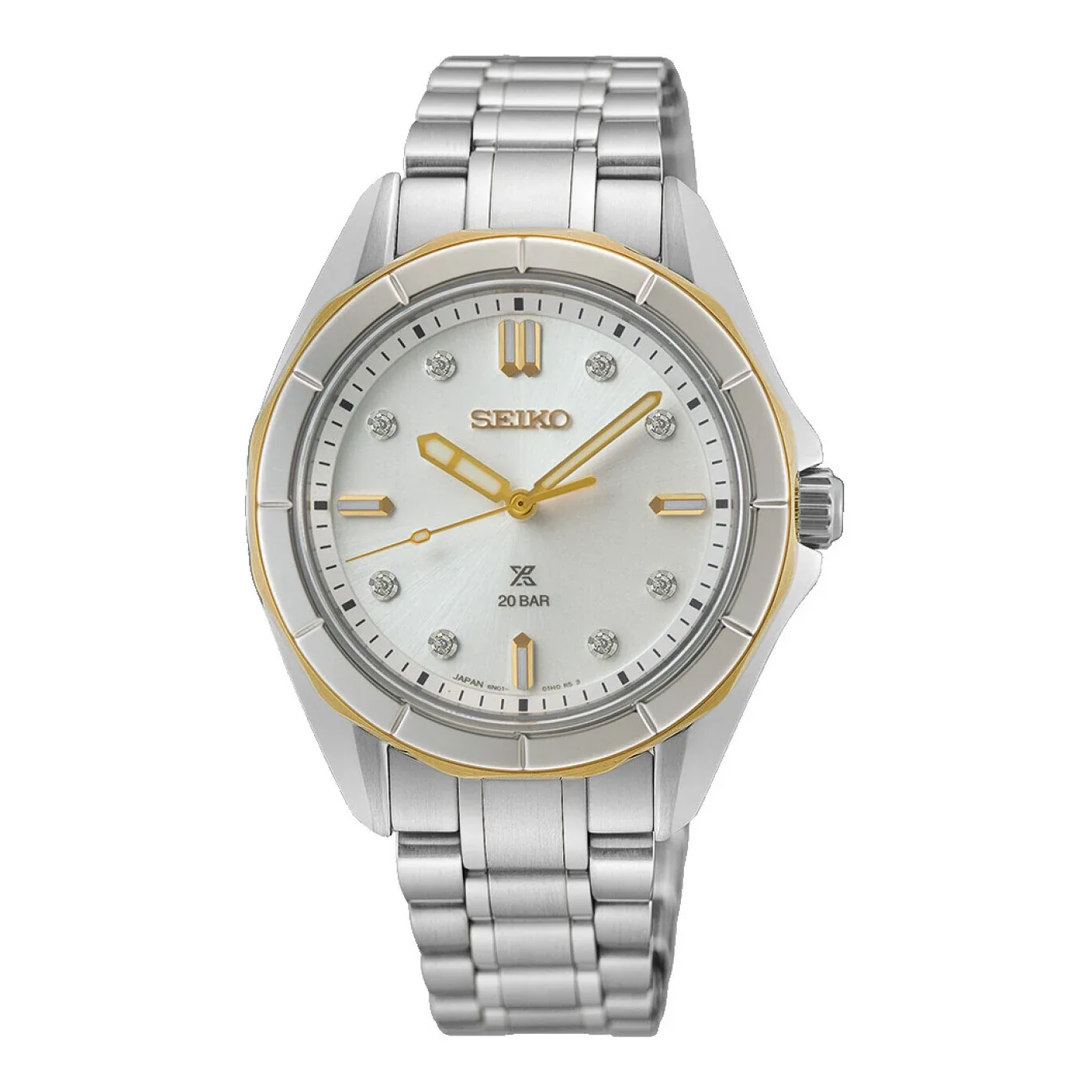 Seiko Prospex SEA Diver Quartz 34 mm Two Tone Mother of Pearl Ladies Watch SUR618J1