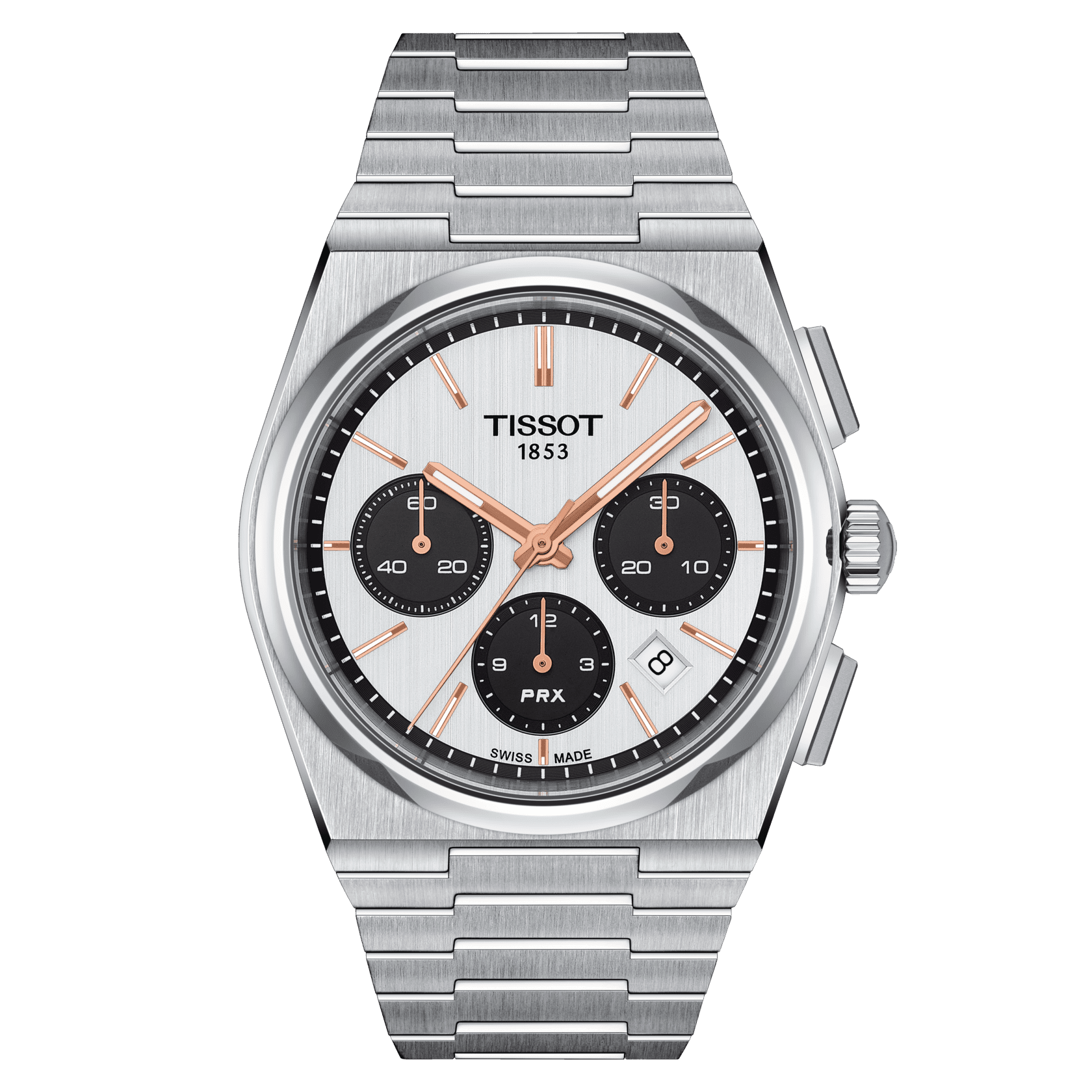 Tissot PRX automatic chronograph men's watch T137.427.11.011.00 with brown leather strap