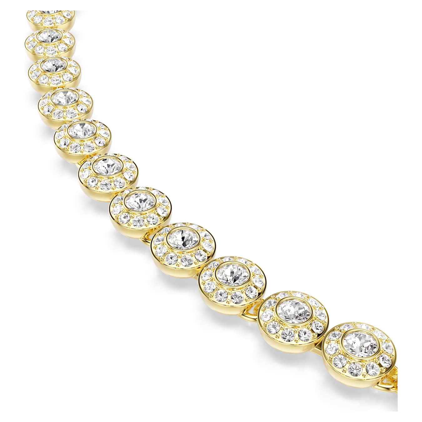 Swarovski Una Angelic necklace, round cut, small, white, gold alloy layer