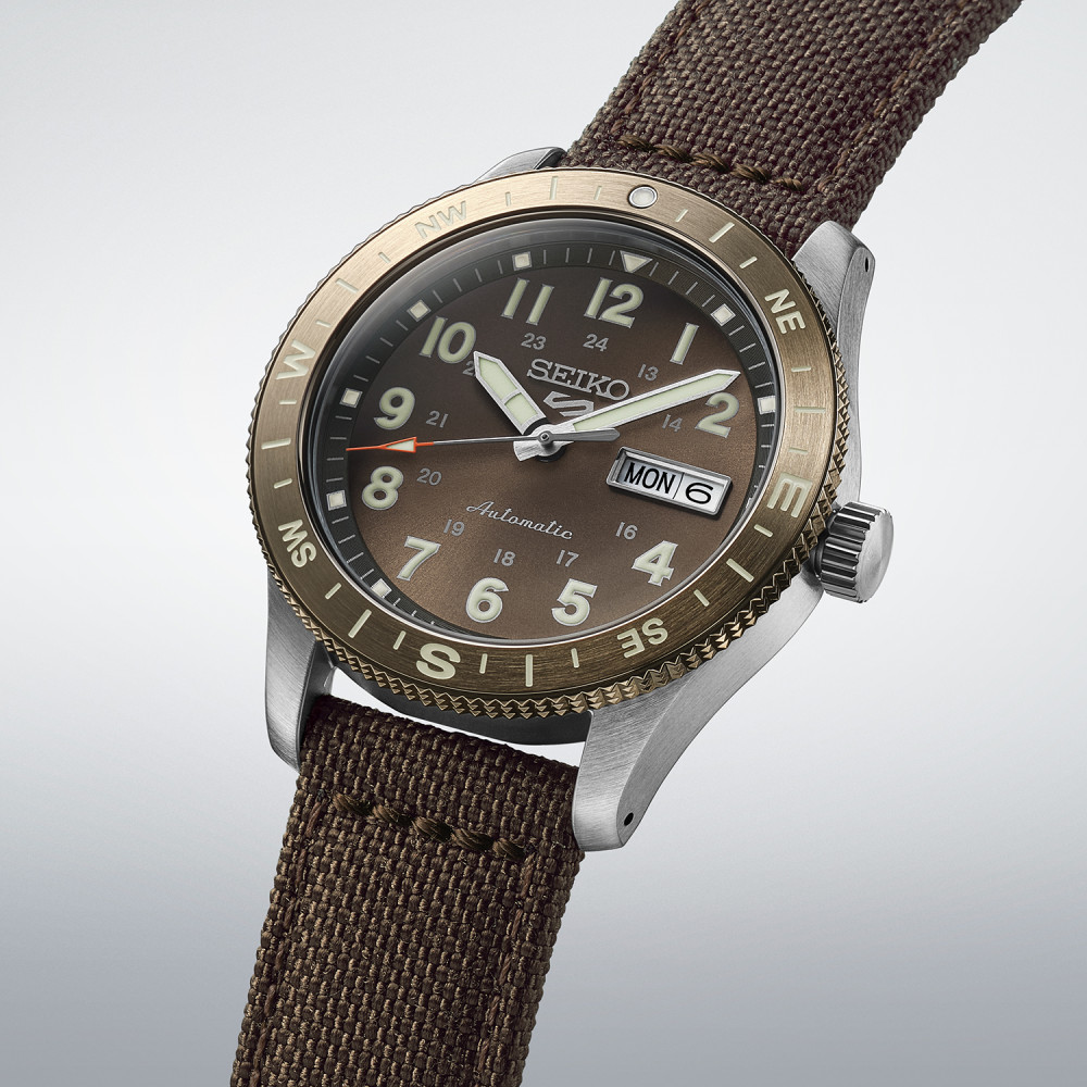 Seiko 5 Sports Field series 41mm, nylon strap, automatic, brown men's watch HDB009K1