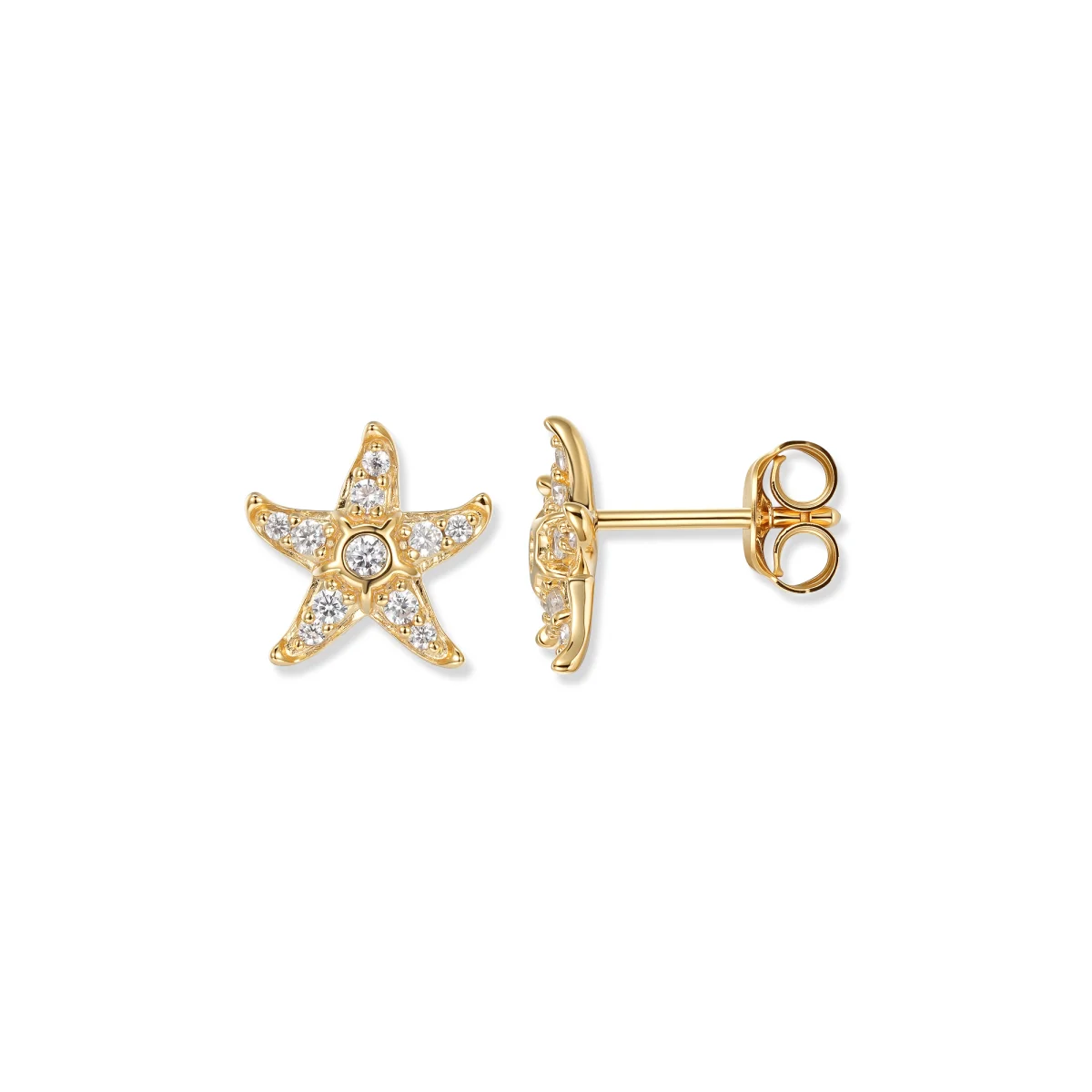At the time, Svenja Crystal Starfish Earrings, White Zirconia, 1.2 x 1 cm
