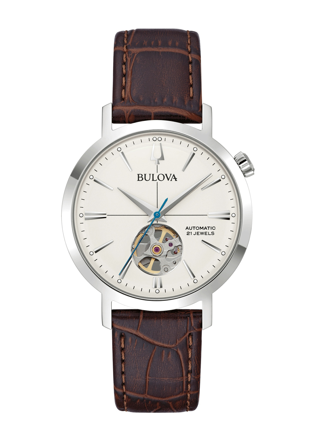 Bulova Aerojet Automatic 42-hour power reserve, leather strap men's watch 96A318