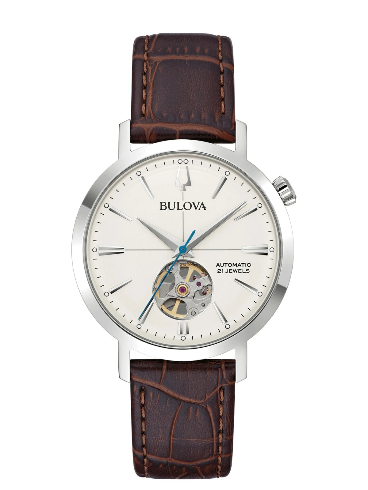 Bulova Aerojet Automatic 42-hour power reserve, leather strap men's watch 96A318