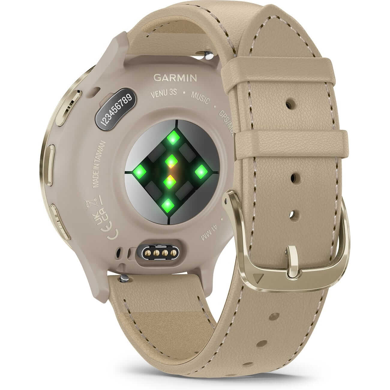 Garmin Venu 3S French Gray/Soft Gold with leather strap and silicone strap 010-02785-55