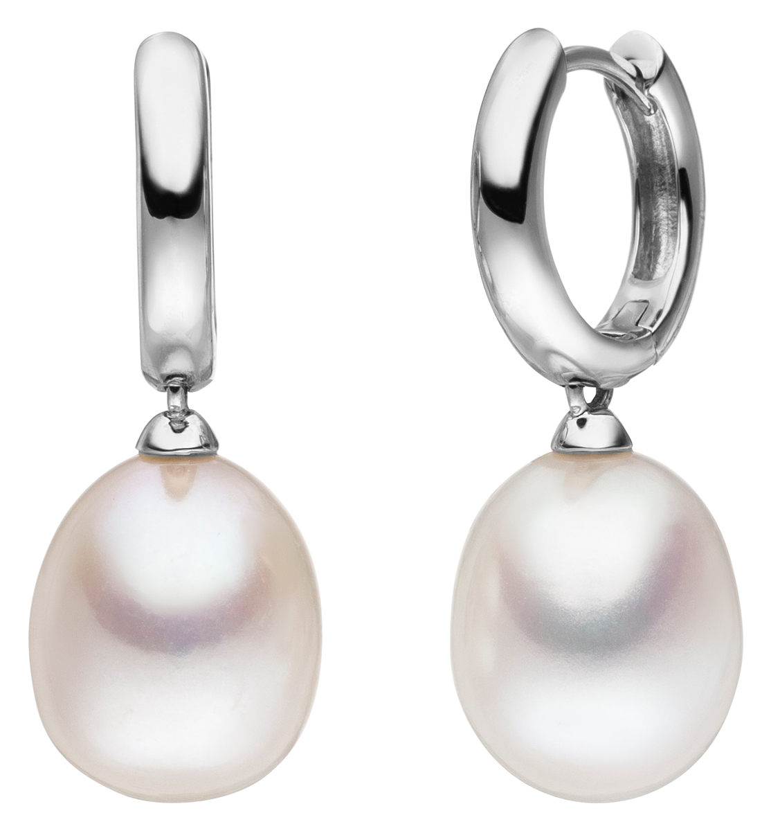 Adriana hoop earrings with freshwater pearls white gold U8-9-51