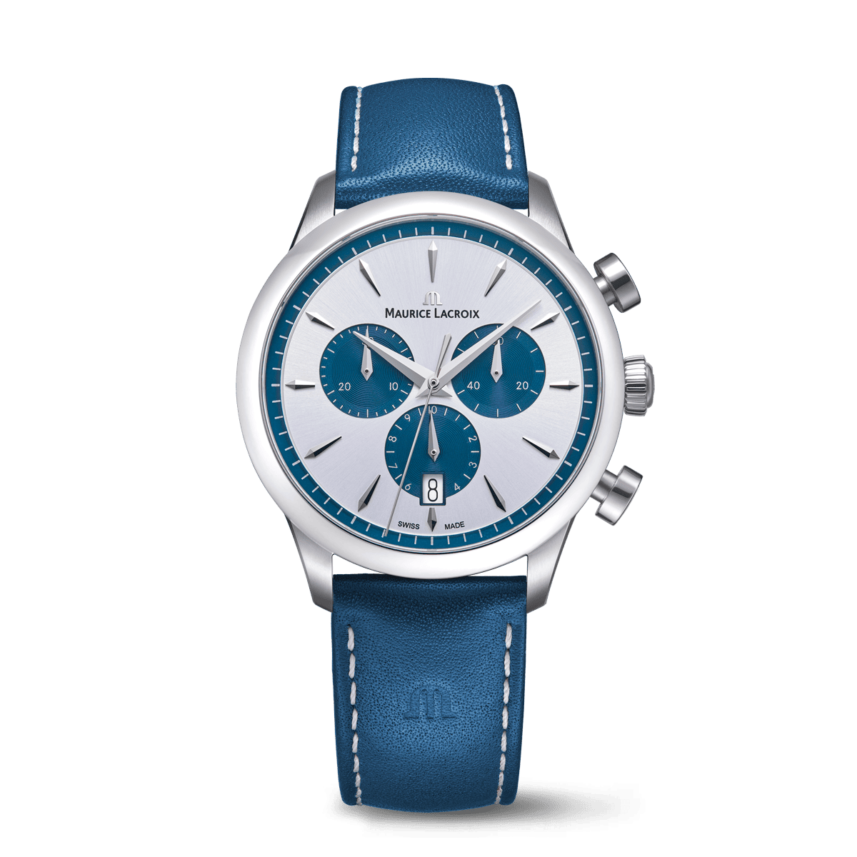 Maurice Lacroix 1975 Quartz Chronograph Silver/Blue 40MM Men's Watch 751038-SS001-131-4